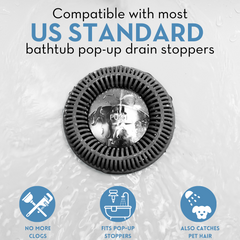 TubRing, Tub Drain Protector for Pop-Up Stopper - Charcoal Gray