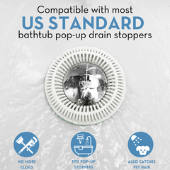 TubRing, Tub Drain Protector for Pop-Up Stopper - White