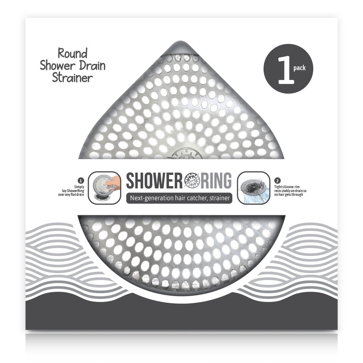 Ultra ShowerRing, Walk-In Shower Drain Protector - Gray