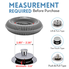 TubRing, Tub Drain Protector for Pop-Up Stopper - Gray