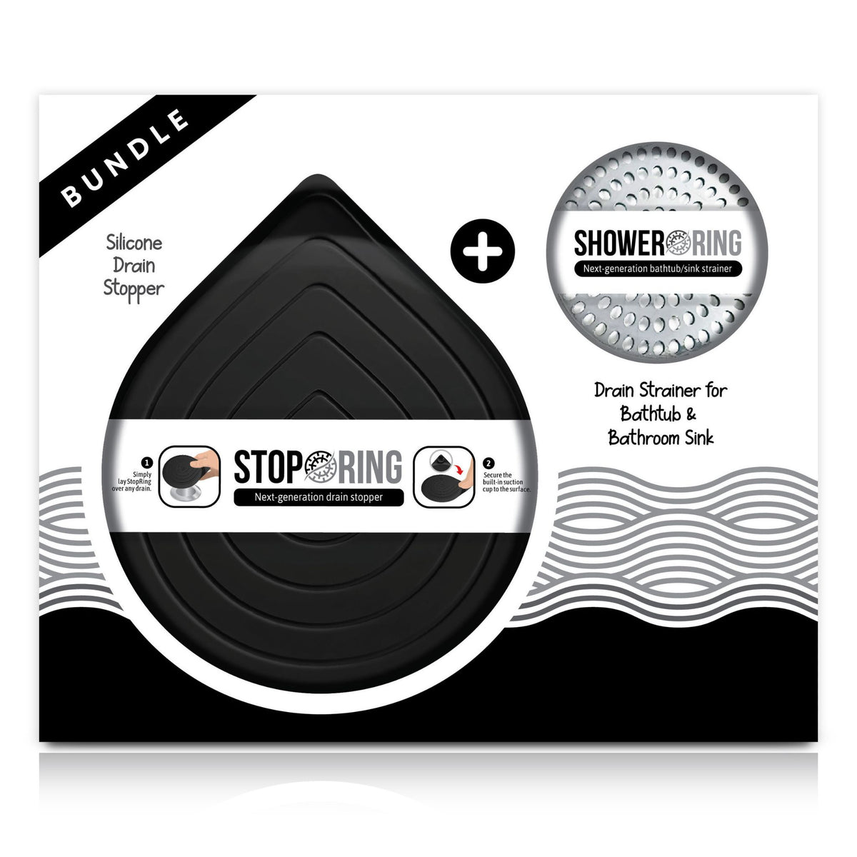 Flat Drain Combo for Bathtub & Bathroom Sink - Black