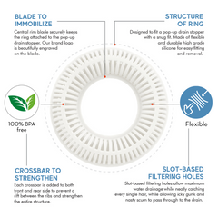 TubRing, Tub Drain Protector for Pop-Up Stopper - White