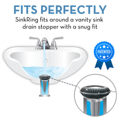 SinkRing, Bathroom Sink Drain Protector - Gray