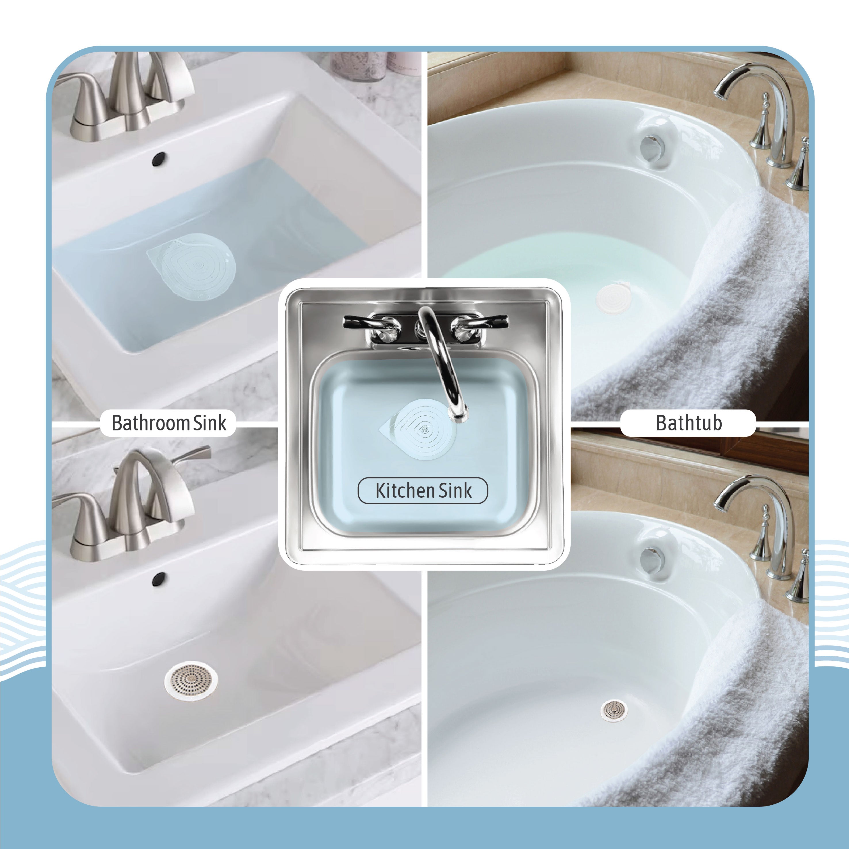 Flat Drain Combo for Bathtub & Bathroom Sink - White