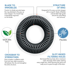 TubRing, Tub Drain Protector for Pop-Up Stopper - Charcoal Gray