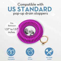 SinkRing, Bathroom Sink Drain Protector - Purple