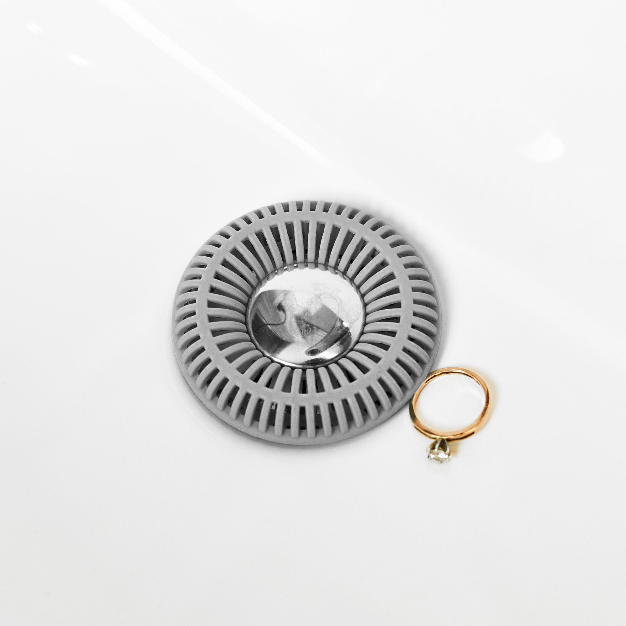 SinkRing, Bathroom Sink Drain Protector - Gray