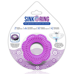 SinkRing, Bathroom Sink Drain Protector - Floral Purple