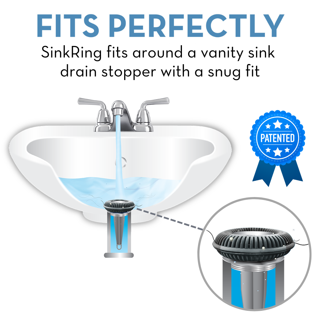 SinkRing, Bathroom Sink Drain Protector - Charcoal Gray