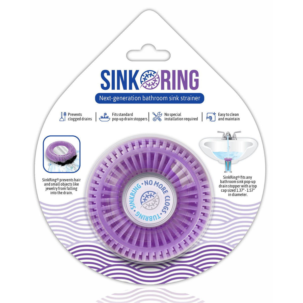 SinkRing, Bathroom Sink Drain Protector - Violet