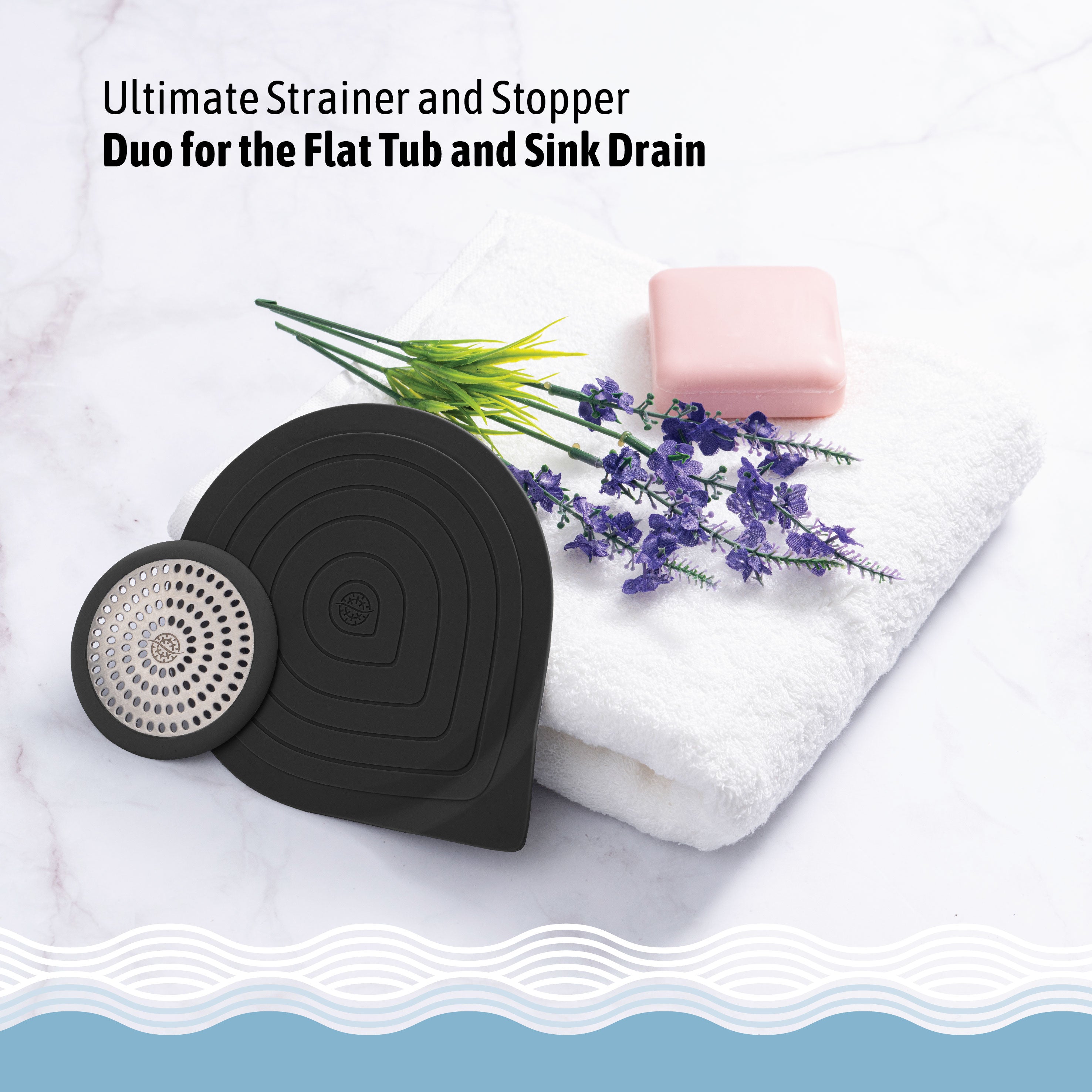 Flat Drain Combo for Bathtub & Bathroom Sink - Black