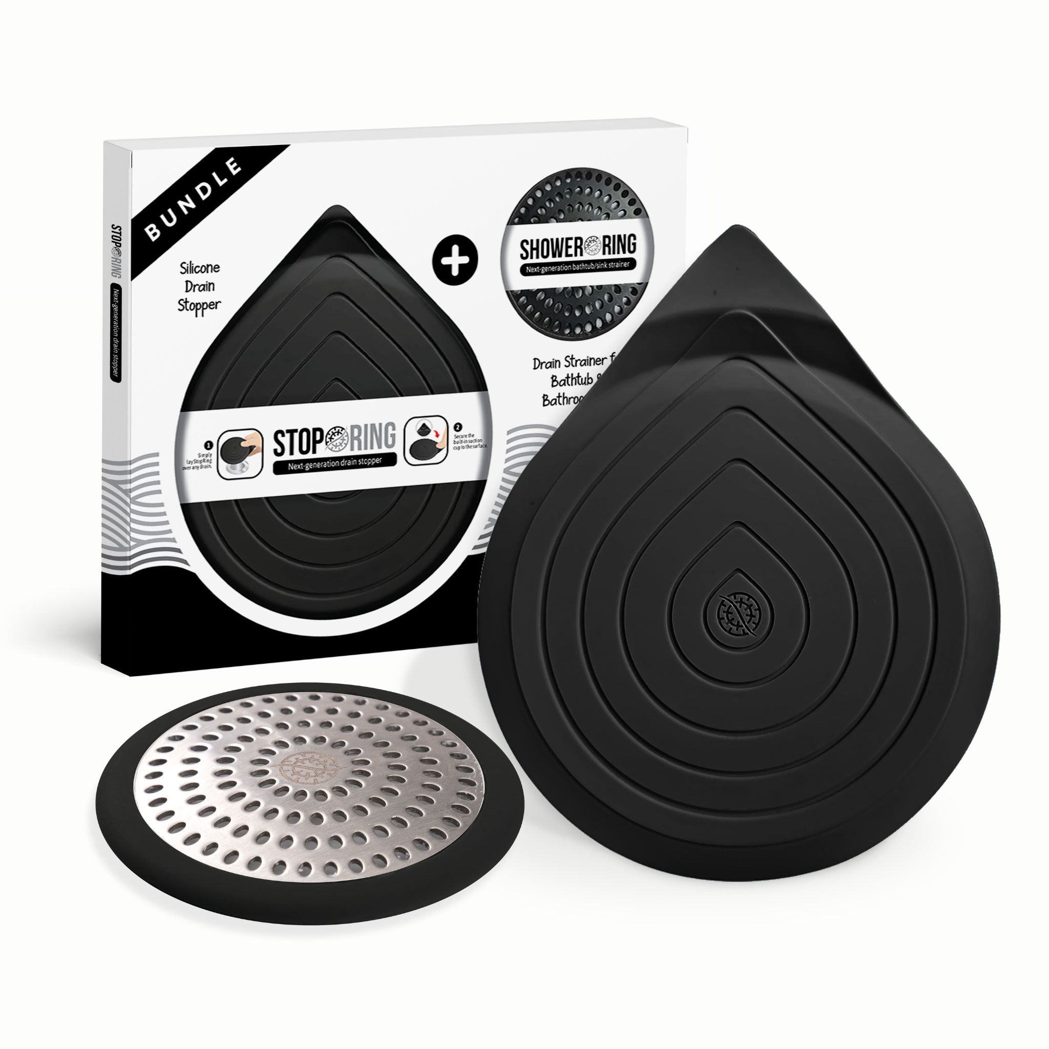 Flat Drain Combo for Bathtub & Bathroom Sink - Black