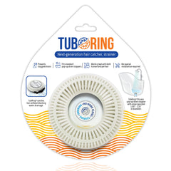 TubRing, Tub Drain Protector for Pop-Up Stopper - White